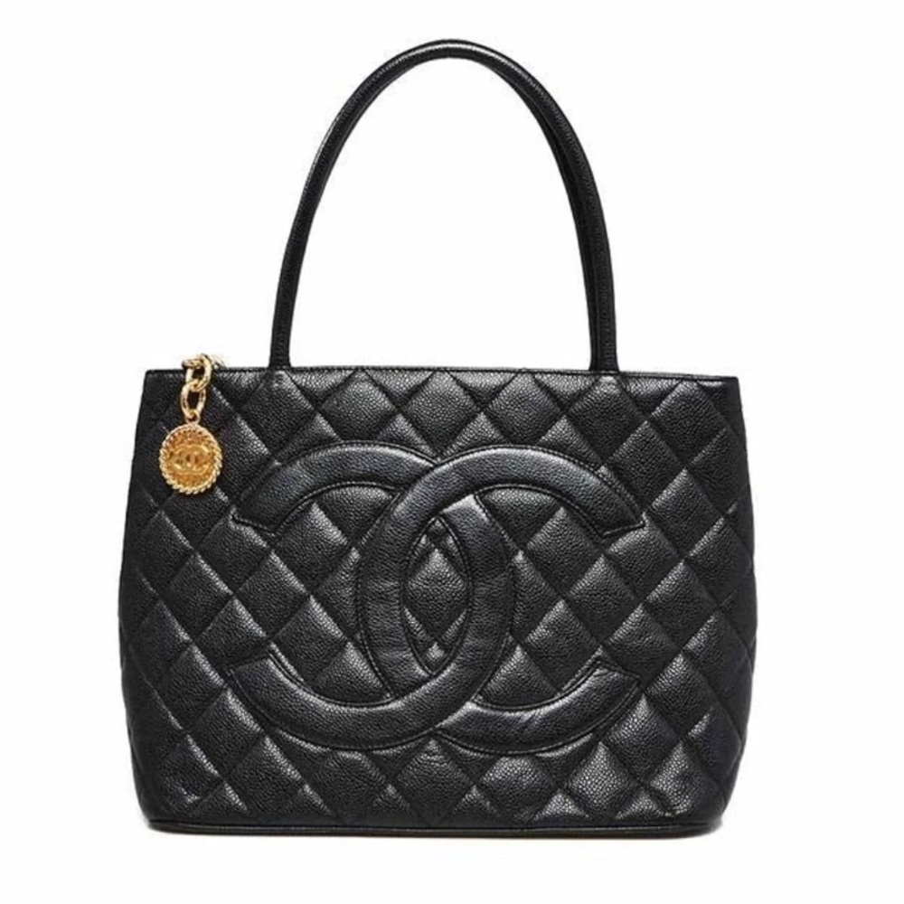 Chanel Medallion Black Caviar Leather Tote